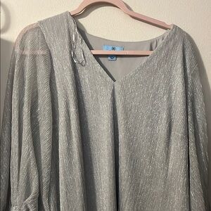 Silver Shimmer V-Neck Blouse